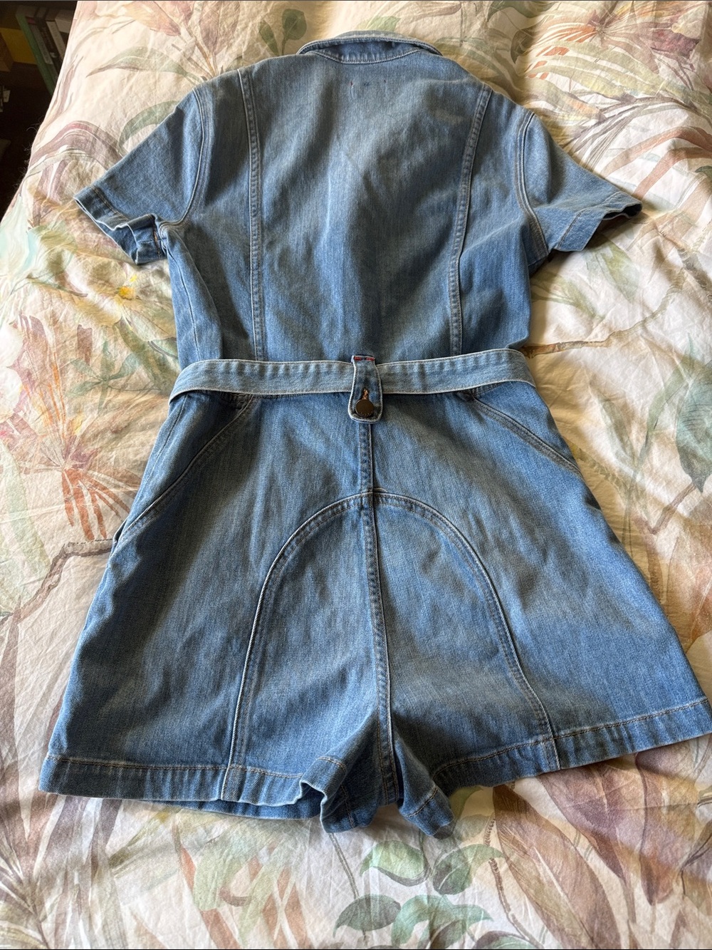 Alice and Olivia Light Blue Denim Romper with Belt - Picture 7 of 7